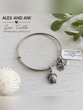 Alex and Ani Sea Turtle Expandable Bangle Bracelet – Silver Finish
